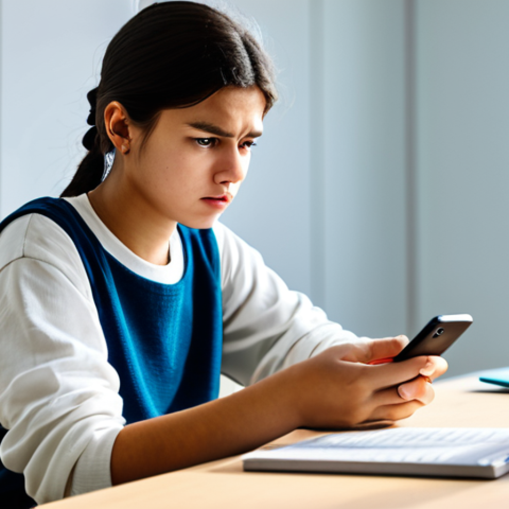 A young adult, fully clothed in modest casual attire, sits at a clean, well-lit study desk, looking at a smartphone screen with a concerned yet determined expression. The screen displays a generic game error message, subtly symbolizing lost digital progress. In the background, subtly blurred, are abstract shapes reminiscent of a digital kingdom or scattered gems. The scene is lit with soft, natural light, creating a focused atmosphere. Perfect anatomy, correct proportions, natural pose, well-formed hands, proper finger count, natural body proportions, professional photography, high resolution, safe for work, appropriate content, fully clothed, family-friendly.