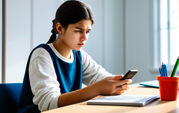 A young adult, fully clothed in modest casual attire, sits at a clean, well-lit study desk, looking at a smartphone screen with a concerned yet determined expression. The screen displays a generic game error message, subtly symbolizing lost digital progress. In the background, subtly blurred, are abstract shapes reminiscent of a digital kingdom or scattered gems. The scene is lit with soft, natural light, creating a focused atmosphere. Perfect anatomy, correct proportions, natural pose, well-formed hands, proper finger count, natural body proportions, professional photography, high resolution, safe for work, appropriate content, fully clothed, family-friendly.