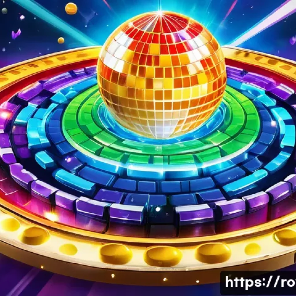 로얄매치 스테이지 100 공략 - **Vibrant Super Mirror Ball Explosion:** A wide, dynamic shot of a Royal Match puzzle game board, mi...