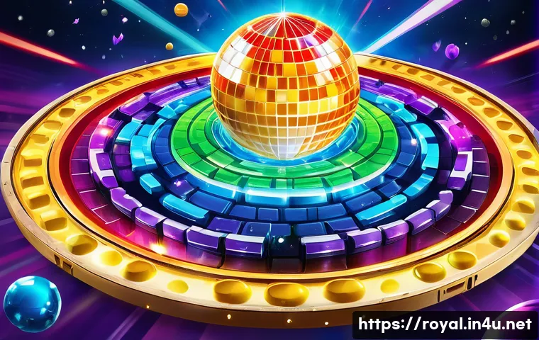 로얄매치 스테이지 100 공략 - **Vibrant Super Mirror Ball Explosion:** A wide, dynamic shot of a Royal Match puzzle game board, mi...